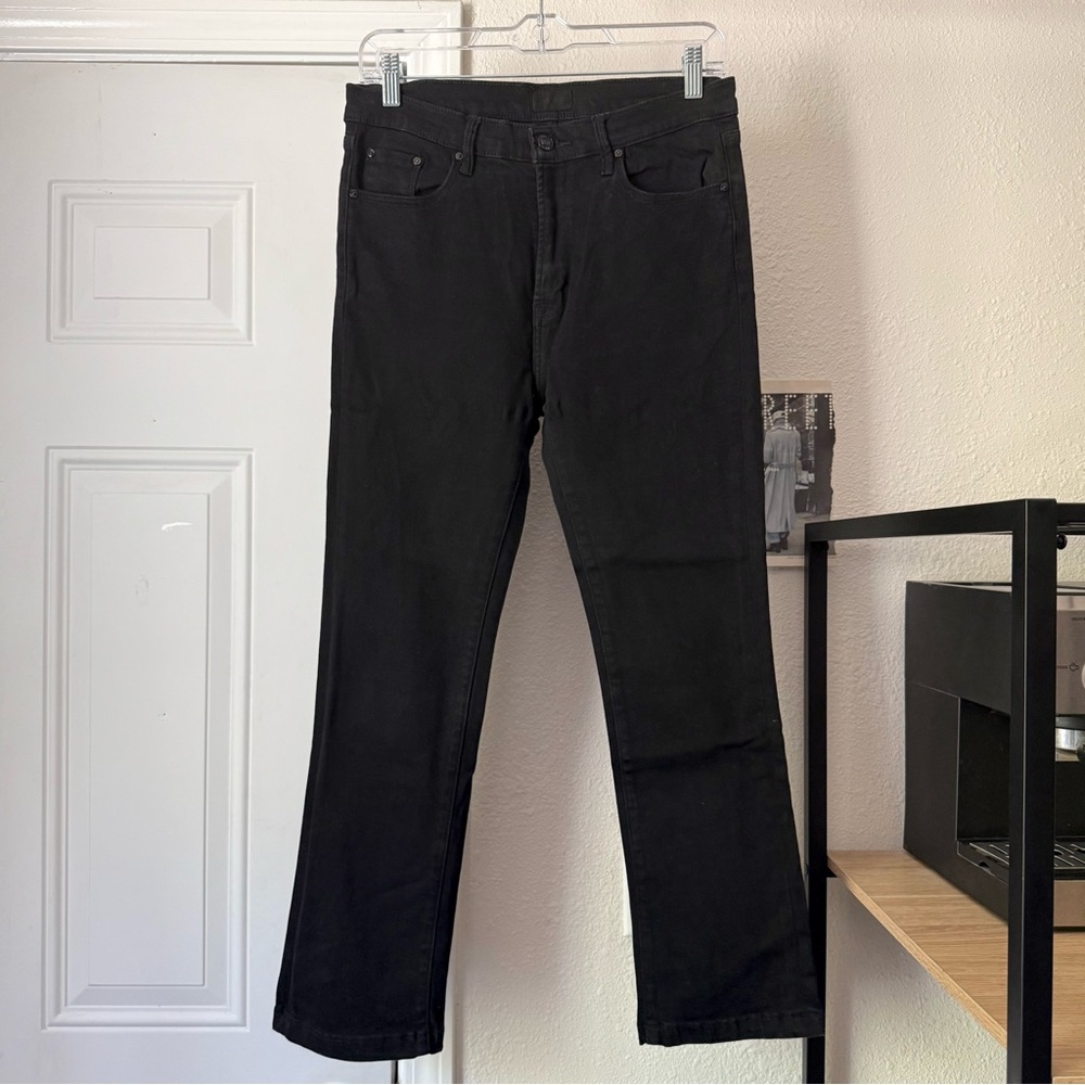 MOTHER black looker step ankle fray raw hem bootcut slim cropped jeans‎